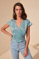 Trendyol Bluza cu aspect satinat si model floral Femei