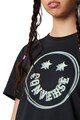 Converse Tricou cu decolteu la baza gatului si imprimeu Happy Camper Femei