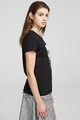 Karl Lagerfeld Tricou de bumbac cu imprimeu grafic si strasuri Femei