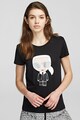 Karl Lagerfeld Tricou de bumbac cu imprimeu grafic si strasuri Femei