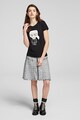 Karl Lagerfeld Tricou de bumbac cu imprimeu grafic si strasuri Femei