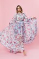 MIAU by Clara Rotescu Rochie maxi din amestec de matase, cu model floral Femei