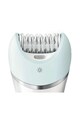 Philips Epilator  Satinelle BRE620/00 Wet & Dry, Discuri ceramice cu micro-striatii, 17 Discuri, Acumulator, Capac pentru masaj si radere, Opti-light, 2 Viteze, Alb Femei