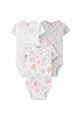 Carter's Set de 3 body-uri din bumbac organic, Alb/Roz/Gri Fete