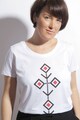 ALISIA ENCO Tricou de bumbac organic, cu imprimeu traditional Femei