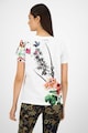 DESIGUAL Tricou cu decolteu la baza gatului si model floral Femei