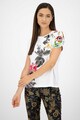 DESIGUAL Tricou cu decolteu la baza gatului si model floral Femei