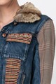 DESIGUAL Jacheta de denim cu segmente in carouri Femei