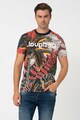 DESIGUAL Tricou cu decolteu la baza gatului si model tropical Abel Barbati