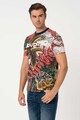 DESIGUAL Tricou cu decolteu la baza gatului si model tropical Abel Barbati