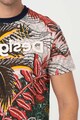 DESIGUAL Tricou cu decolteu la baza gatului si model tropical Abel Barbati