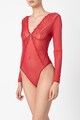 GUESS Body de dantela si plasa, cu decolteu in V Femei