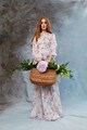 MIAU by Clara Rotescu Rochie maxi din amestec de matase, cu model floral Bellagio Femei