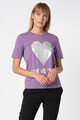 Love Moschino Tricou cu model inima cu aspect stralucitor Femei