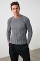 Trendyol Пуловер с овално деколте и плетка осморка Мъже