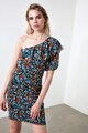 Trendyol Rochie cu decolteu pe umar si model floral Femei