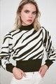 Trendyol Pulover tricotat fin cu model zebra Femei