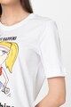 Love Moschino Tricou cu decolteu la baza gatului si imprimeu Femei
