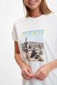 DeFacto Fotómintás póló felirattal női