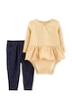 Carter's Set de pantaloni si body cu volan peplum - 2 piese, Galben/Bleumarin Fete