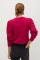 Mango Boliche kerek nyakú pulóver domború kötött részletekkel női