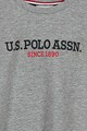 U.S. Polo Assn. Bluza cu decolteu la baza gatului si imprimeu logo Baieti