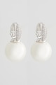 U.S. Polo Assn. Cercei decorati cu perle sintetice si zirconia, Argintiu/Alb Femei