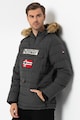 Geographical Norway Geaca cu vatelina si garnitura de blana sintetica, fara inchidere Coconut Barbati