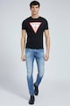 GUESS JEANS Tricou slim fit cu decolteu la baza gatului si imprimeu logo triunghiular Barbati