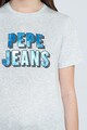 Pepe Jeans London Tricou cu decolteu la baza gatului si logo Femei