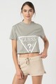 GUESS Tricou crop cu logo triunghiular pentru fitness Femei