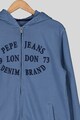 Pepe Jeans London Hanorac de bumbac cu fermoar si logo brodat Baieti