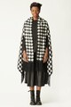 Antonia M Poncho cu model houndstooth si franjuri Femei