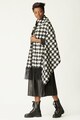 Antonia M Poncho cu model houndstooth si franjuri Femei