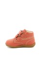 Kickers kids Ghete de piele cu velcro si cusaturi contrastante Fete