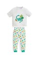 JoJo Maman Bebe Set 2 perechi de pijamale, baieti, cu imprimeu dinozauri, Alb/Verde Baieti