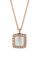 OXETTE Colier placat cu aur rose de 18K, decorat cu cristale si Mother of Pearl, Auriu rose Femei