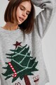 DeFacto Пуловер с овално деколте и дизайн Christmas Жени