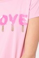 Love Moschino Tricou cu decolteu la baza gatului si imprimeu text contrastant Femei