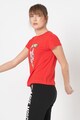 Love Moschino Tricou cu decolteu la baza gatului si broderie text Femei