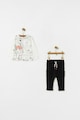 OVS Set 2 piese cu bluza si pantaloni din bumbac, unisex, Winnie the Pooh, Alb/Negru Fete