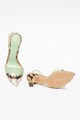 3JUIN Sandale slingback de piele cu detalii cu aspect de piele de sarpe Orchid Femei