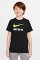 Nike Tricou cu decolteu la baza gatului si imprimeu Swoosh Baieti