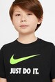 Nike Tricou cu decolteu la baza gatului si imprimeu Swoosh Baieti