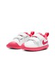 Nike Pantofi sport de piele si piele ecologica, cu velcro, Pico 5, Alb/Roz Fete