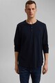 Esprit Bluza henley din bumbac organic si material pique Barbati