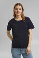 Esprit Tricou din amestec de modal si bumbac organic cu perforatii Femei