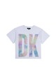 DKNY Tricou cu decolteu la baza gatului si imprimeu logo Fete