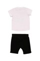 Karl Lagerfeld Set de pantaloni scurti si tricou cu imprimeu logo - 2 piese, Alb/Negru Baieti