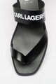 Karl Lagerfeld Papuci de piele cu bareta separatoare si logo Skoot Femei
